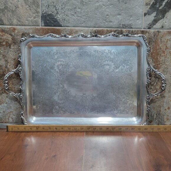 Webster Wilcox Internal Silver American Rose Serving Platter Tray 7391 Large Hea - Picture 6 of 11